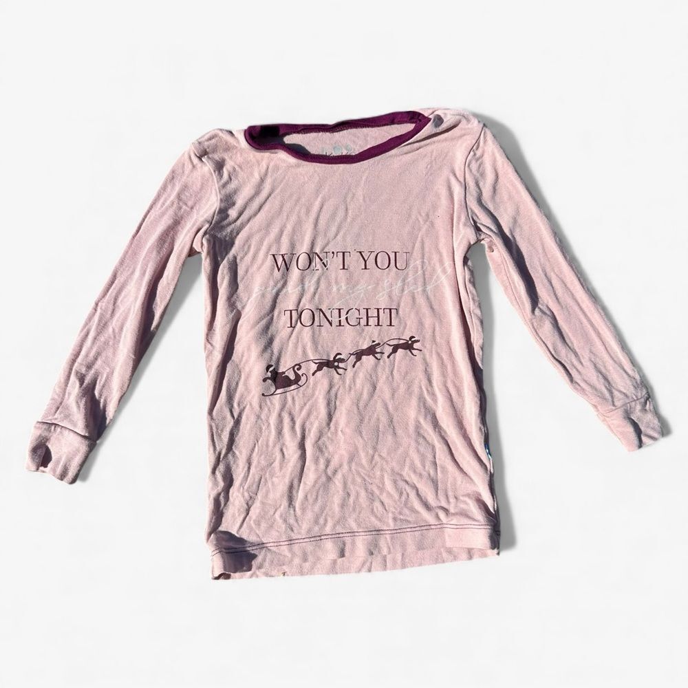 Kickee Pants Bamboo Pink Santa Sleigh Graphic Tee 3T Christmas